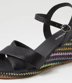 Women DIANA FERRARI Heels|Sandals-Jigsor Black Leather Sandals