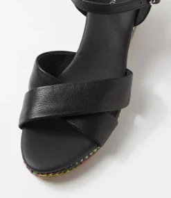 Women DIANA FERRARI Heels|Sandals-Jigsor Black Leather Sandals