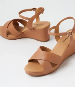 Women DIANA FERRARI Heels|Sandals-Jigsor Dark Tan Leather Sandals