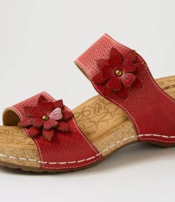 Women COLORADO Comfort|Slides-Joie Red Leather Sandals