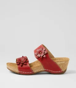 Women COLORADO Comfort|Slides-Joie Red Leather Sandals