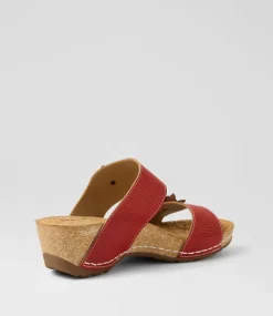 Women COLORADO Comfort|Slides-Joie Red Leather Sandals