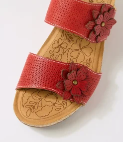 Women COLORADO Comfort|Slides-Joie Red Leather Sandals