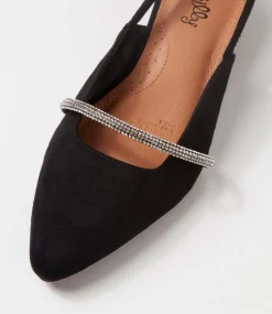 Women I LOVE BILLY Flats-JOKKEY IL BLACK MICROSUEDE