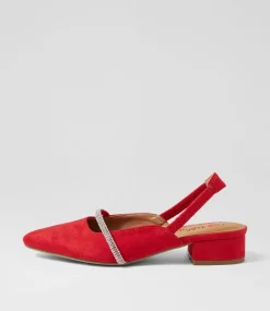 Women I LOVE BILLY Flats-Jokkey Red Microsuede Flat Shoes