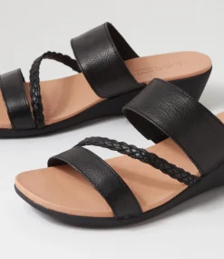 Women SUPERSOFT Comfort|Slides-Jorja2 Black Leather Sandals