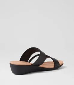 Women SUPERSOFT Comfort|Slides-Jorja2 Black Leather Sandals
