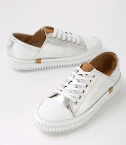 Women DIANA FERRARI Sneakers-Jossey Silver Leather Sneakers