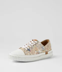 Women DIANA FERRARI Sneakers-Jossey Taupe Floral Leather Sneakers
