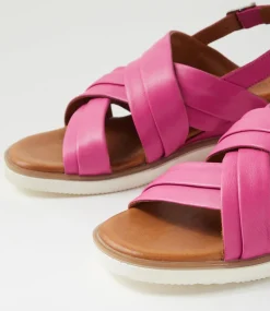 Women DIANA FERRARI Wedges|Heels-Juily Fuchsia Leather Sandals