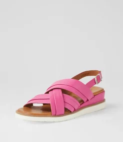 Women DIANA FERRARI Wedges|Heels-Juily Fuchsia Leather Sandals