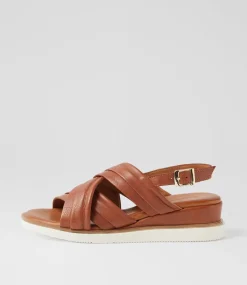 Women DIANA FERRARI Wedges|Heels-Juily Tan Leather Sandals