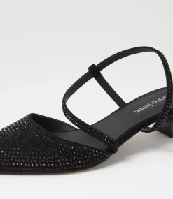 Women DIANA FERRARI Heels-Juless Black Jewels Suede Heels