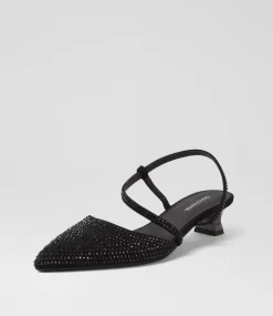 Women DIANA FERRARI Heels-Juless Black Jewels Suede Heels