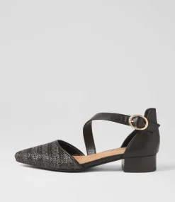 Women I LOVE BILLY Heels|Flats-Julich Black Synthetic Raffia Heels
