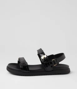 Women I LOVE BILLY Flats|Sandals-Jument Black Croc Sandals