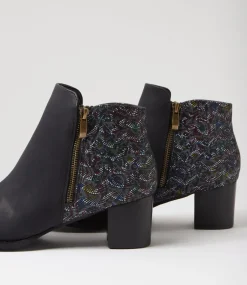 Women I LOVE BILLY Boots-Justean Black Splash Multi Ankle Boots