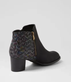 Women I LOVE BILLY Boots-Justean Black Splash Multi Ankle Boots