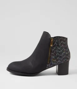 Women I LOVE BILLY Boots-Justean Black Splash Multi Ankle Boots