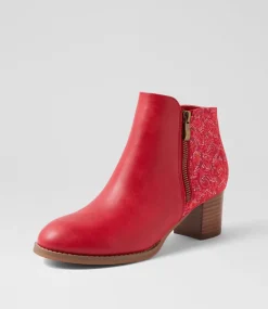 Women I LOVE BILLY Boots-Justean Red Splash Multi Ankle Boots