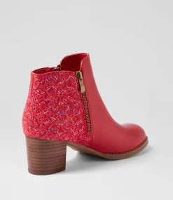 Women I LOVE BILLY Boots-Justean Red Splash Multi Ankle Boots