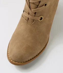 Women I LOVE BILLY Boots-Jutter Taupe Nubuck Pu Ankle Boots