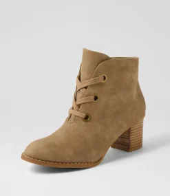 Women I LOVE BILLY Boots-Jutter Taupe Nubuck Pu Ankle Boots