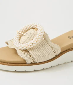 Women I LOVE BILLY Heels|Sandals-Kaarimba Beige Synthetic Raffia Sandals