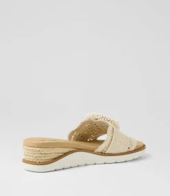 Women I LOVE BILLY Heels|Sandals-Kaarimba Beige Synthetic Raffia Sandals