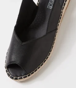 Women SUPERSOFT Comfort|Flats-Kadde Black Leather Sandals