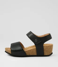 Women SUPERSOFT Comfort|Heels-Kalisie Black Leather Sandals