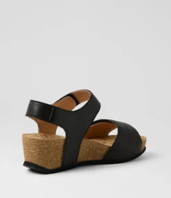 Women SUPERSOFT Comfort|Heels-Kalisie Black Leather Sandals