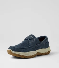 COLORADO Casuals-Kanebo Dark Navy Canvas Lace Up Flats