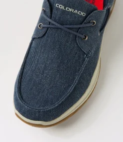 COLORADO Casuals-Kanebo Dark Navy Canvas Lace Up Flats