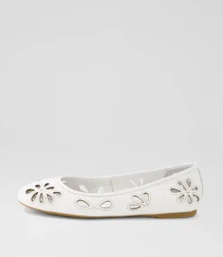 Women DIANA FERRARI Flats-Kappar White Leather Flat Shoes