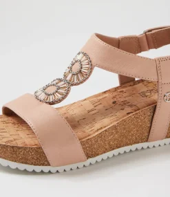 Women SUPERSOFT Comfort|Heels-Karin Dark Nude Leather Sandals