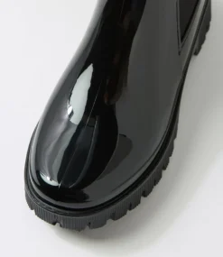 Women I LOVE BILLY Boots-Karina Black Gumboot Ankle Boots