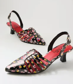 Women I LOVE BILLY Heels-Karlene Black Floral Heels