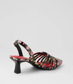 Women I LOVE BILLY Heels-Karlene Black Floral Heels