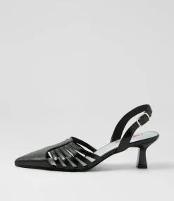 Women I LOVE BILLY Heels-Karlene Black Metallic Heels