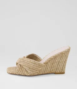 Women TOP END Espadrilles|Wedges-Katia Coffee Synthetic Raffia Mules
