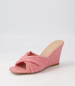 Women TOP END Espadrilles|Wedges-Katia Pink Syn Raffia Mules