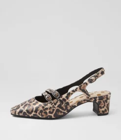 Women SUPERSOFT Comfort|Heels-Katiie Tan Leopard Leather Heels