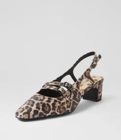 Women SUPERSOFT Comfort|Heels-Katiie Tan Leopard Leather Heels