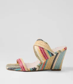 Women TOP END Wedges|Heels-Keater Blue Multi Fabric Sandals