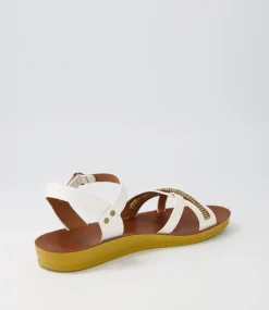 Women I LOVE BILLY Flats|Sandals-Kelia White Mix Sandals