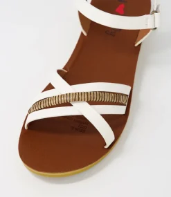 Women I LOVE BILLY Flats|Sandals-Kelia White Mix Sandals