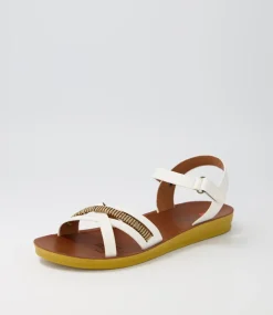 Women I LOVE BILLY Flats|Sandals-Kelia White Mix Sandals