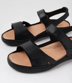Women SUPERSOFT Comfort|Flats-Kendals Black Leather Sandals