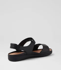 Women SUPERSOFT Comfort|Flats-Kendals Black Leather Sandals